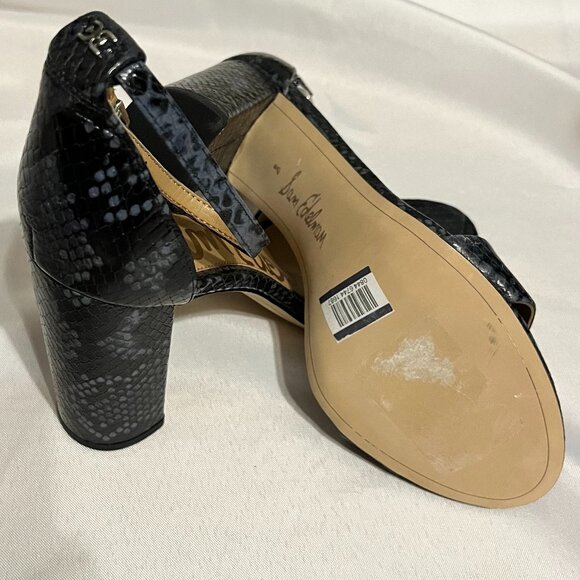 NWOT Sam Edelman | Yaro Block Heel Sandal | Snake Print Black | Size 8 - Picture 9 of 9